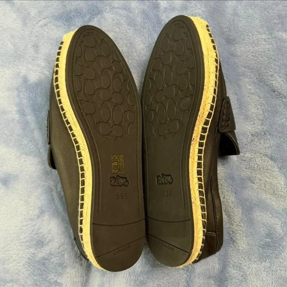 Coach black leather espadrille loafers Size‎ US 5.5 new no box